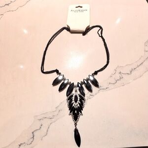 ALI KHAN Necklace Black and Silver Rhinestone Statement Necklace NEW WITH TAG